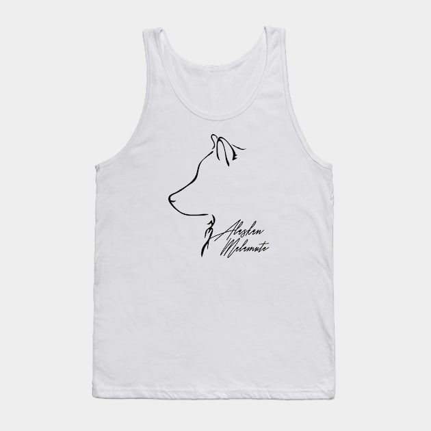 Proud Alaskan Malamute profile dog lover Tank Top by wilsigns